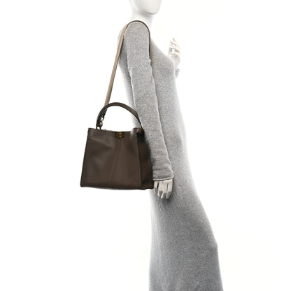 Fendi Vitello Seta Glazed Fabric FF 1974 Medium Peekaboo X-Lite Maya Mogano Panna 2 of 9
