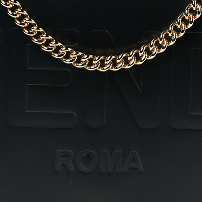Fendi Vitello King Tamponato Logo Embossed Medium Wallet On Chain Black 2 of 9