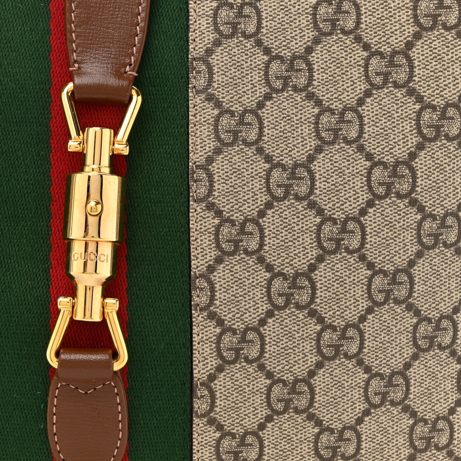 Gucci GG Supreme Monogram Azalea Calfskin Web Medium Jackie 1961 Hobo Beige Ebony Brown Sugar 8 of 12