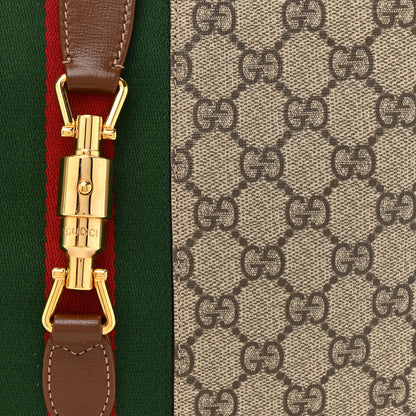 Gucci GG Supreme Monogram Azalea Calfskin Web Medium Jackie 1961 Hobo Beige Ebony Brown Sugar 8 of 12