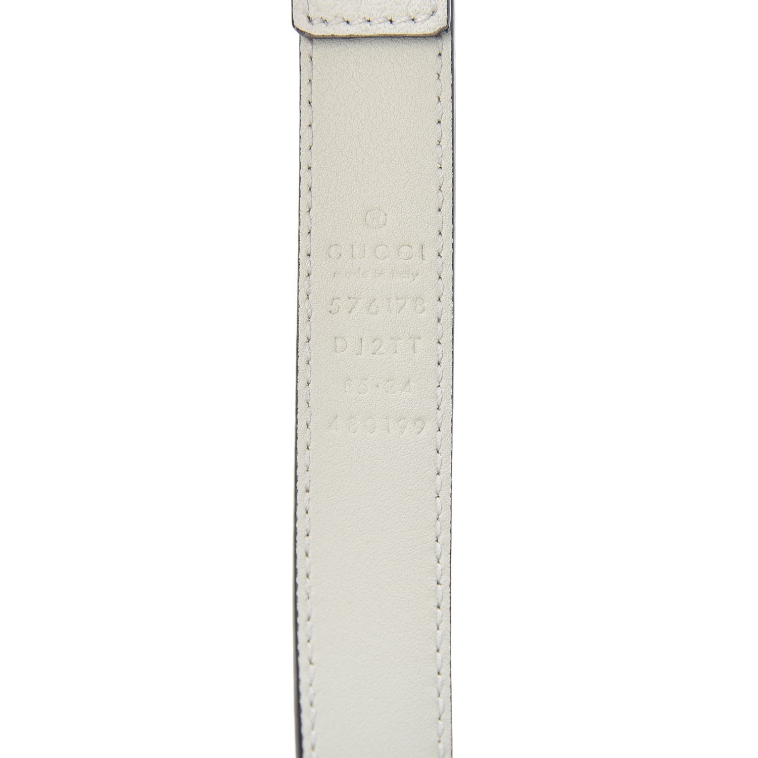Gucci Textured Dollar Calfskin Bees And Stars Print Womens 20mm Belt 85 34 Mystic White Gold 3 of 6