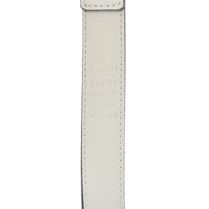 Gucci Textured Dollar Calfskin Bees And Stars Print Womens 20mm Belt 85 34 Mystic White Gold 3 of 6