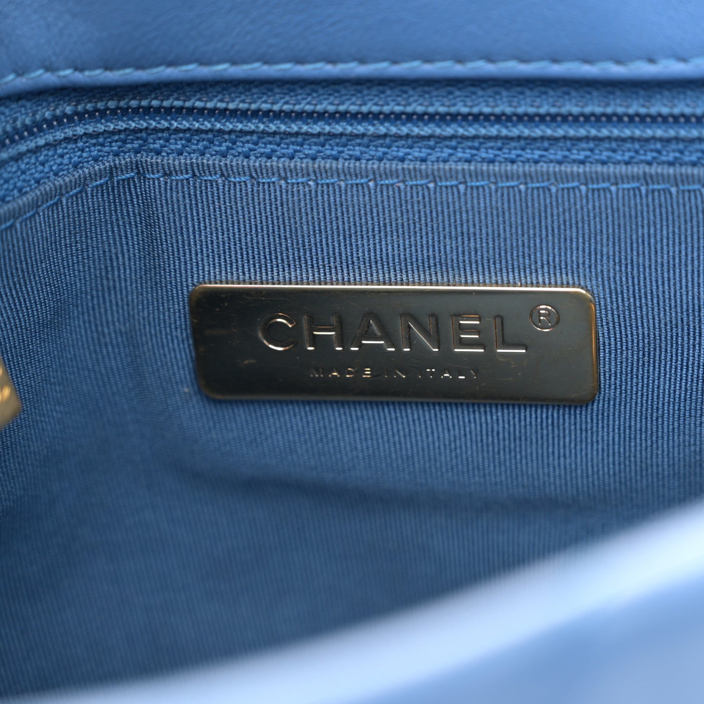 Goatskin Quilted Medium Chanel 19 Flap Blue