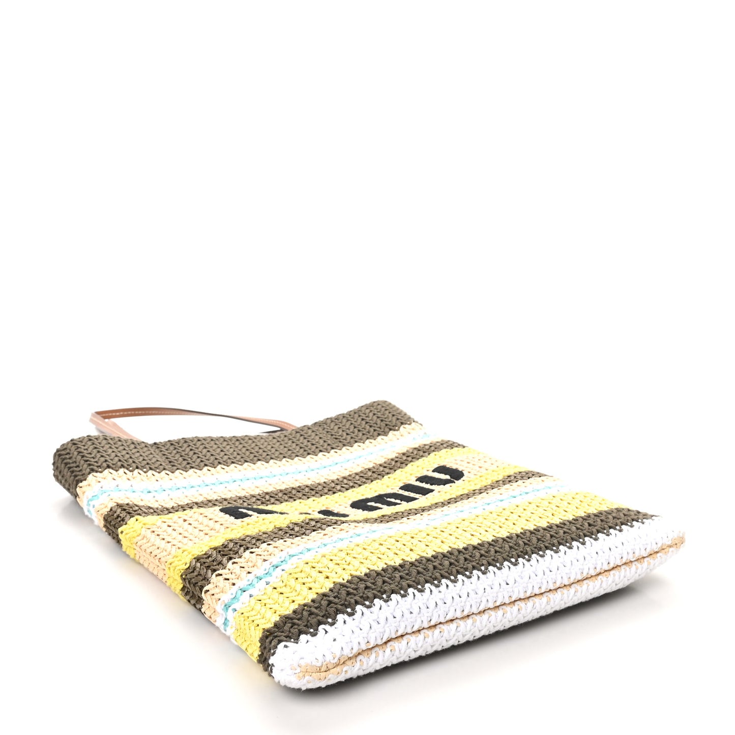Raffia Crochet Stripe Vertical Tote Bag Tundra Limone Natural