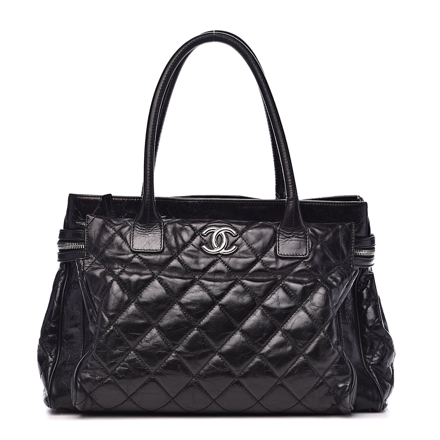 Chanel Glazed Calfskin Quilted Large New Portobello Tote Black 1 of 13