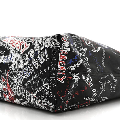 Burberry Coated Canvas Mega Check Sketchbook Medium Reversible Doodle Tote Black 14 of 27