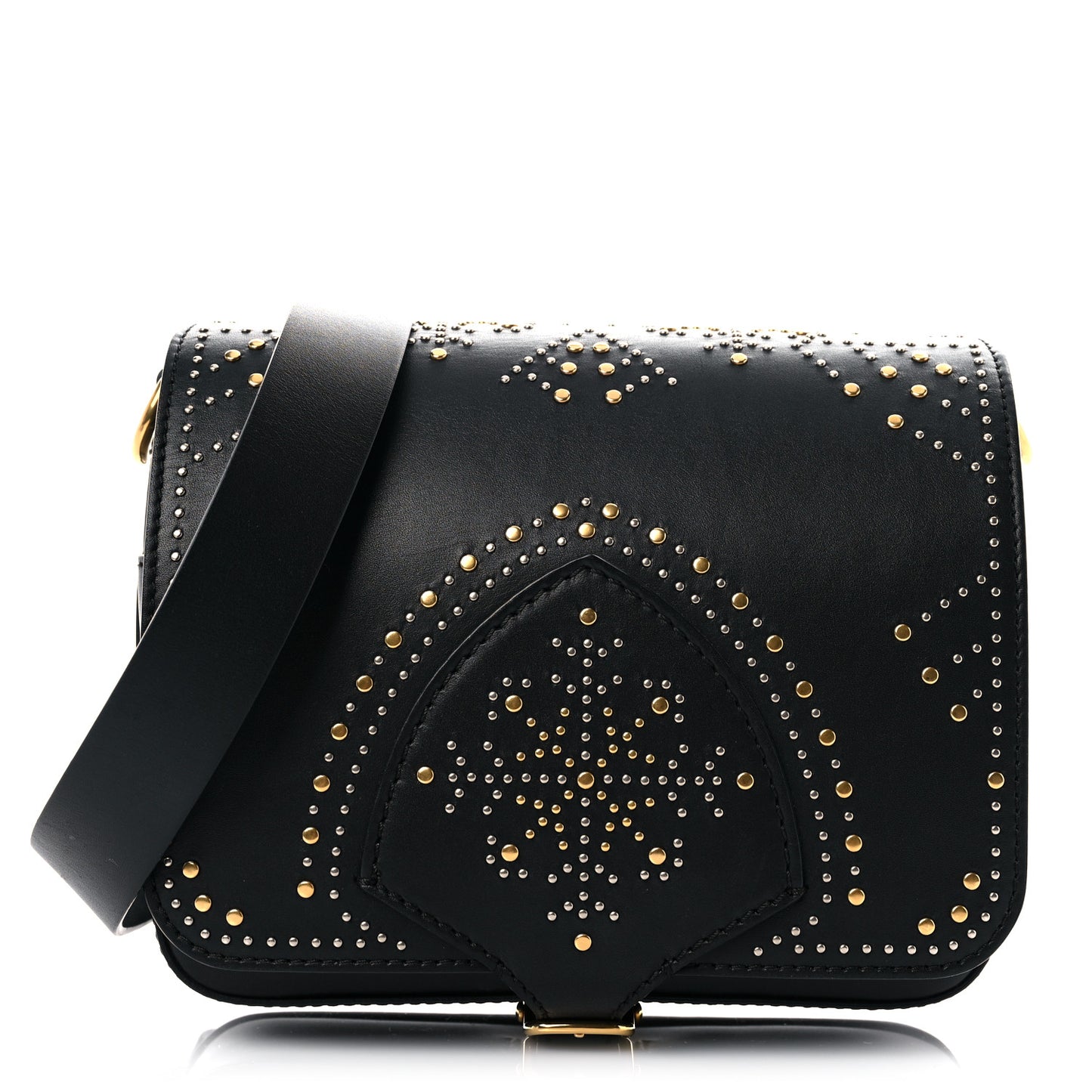 Calfskin Studded Square Satchel Black