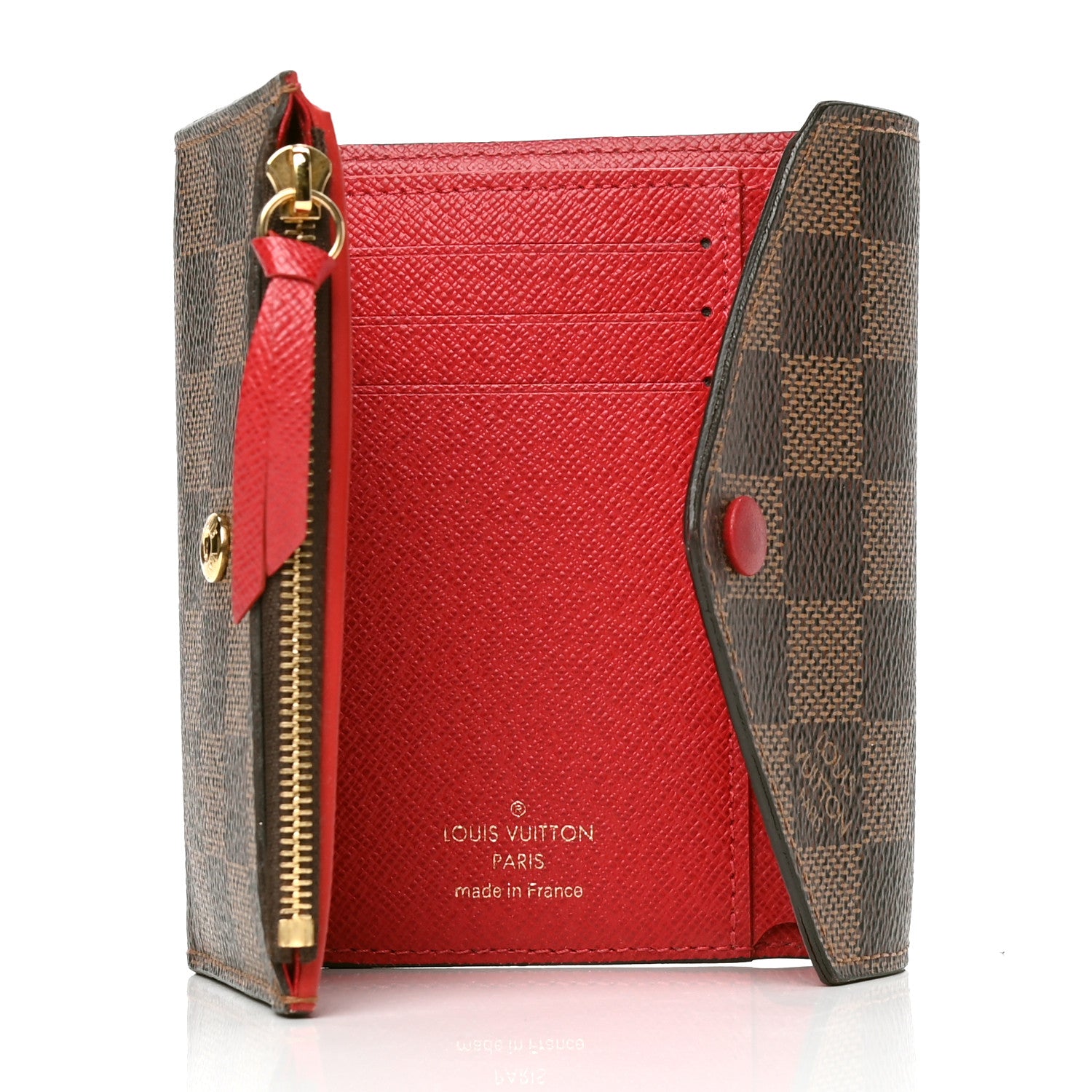 Louis Vuitton Damier Ebene Victorine Wallet Red 4 of 5