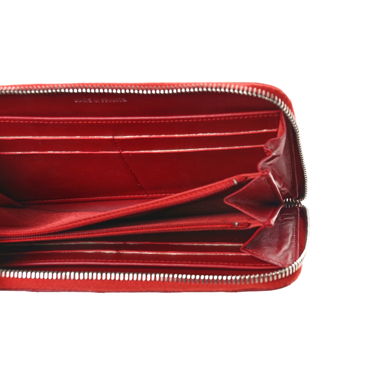 Chanel Lambskin Quilted Large Gusset Zip Around Wallet Red 5 of 11