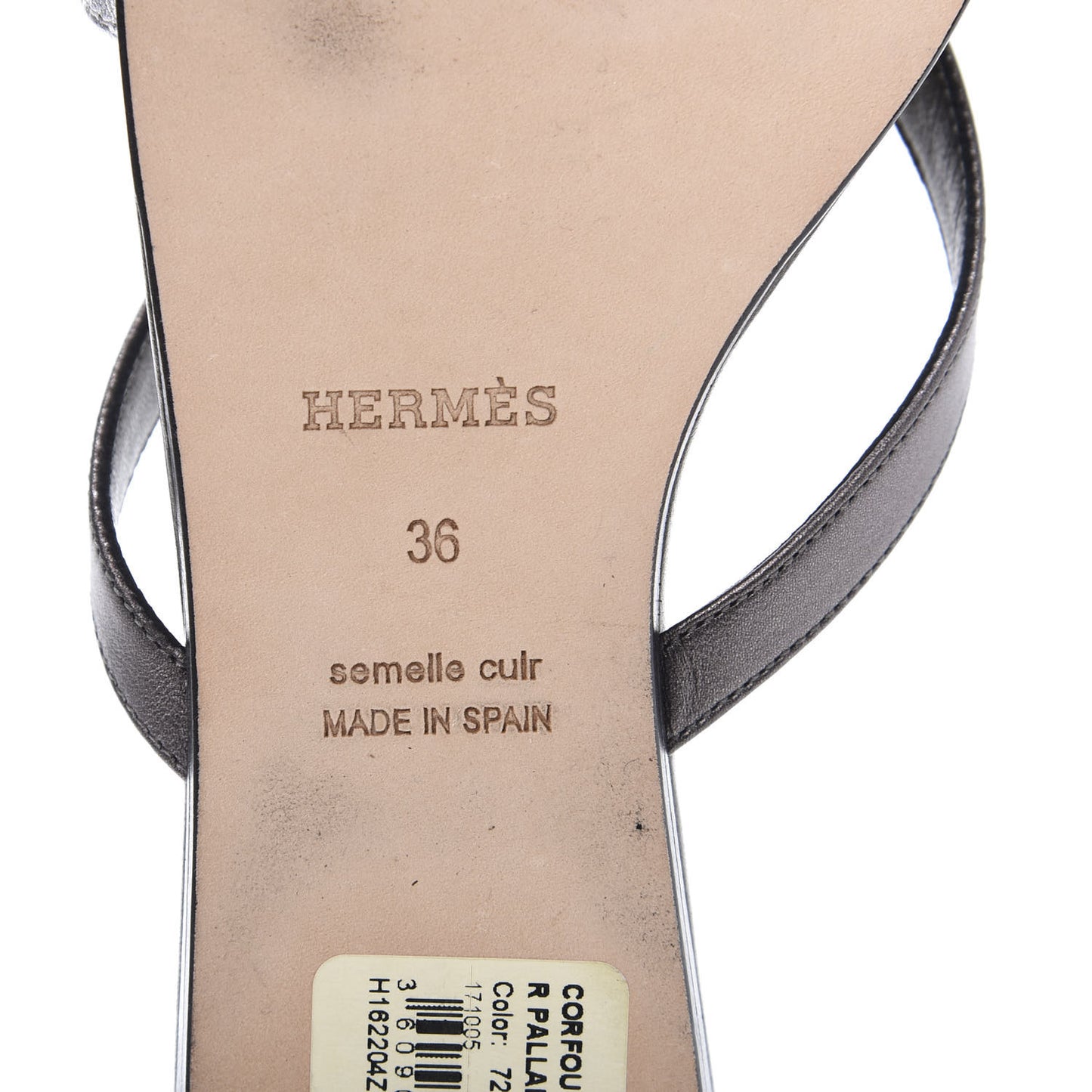 Metallic Nappa Corfou Sandals 36 Canon de Fusil Argent