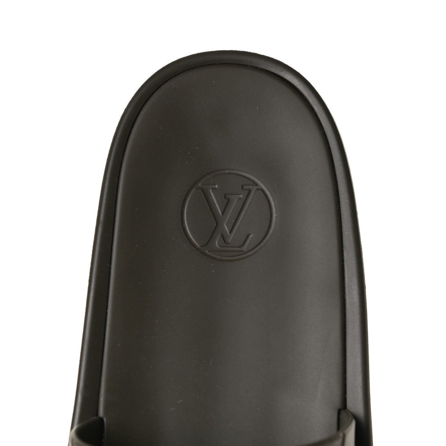 Louis Vuitton Matte Rubber Monogram Embossed Sunbath Slide Sandals 38 Khaki 9 of 11