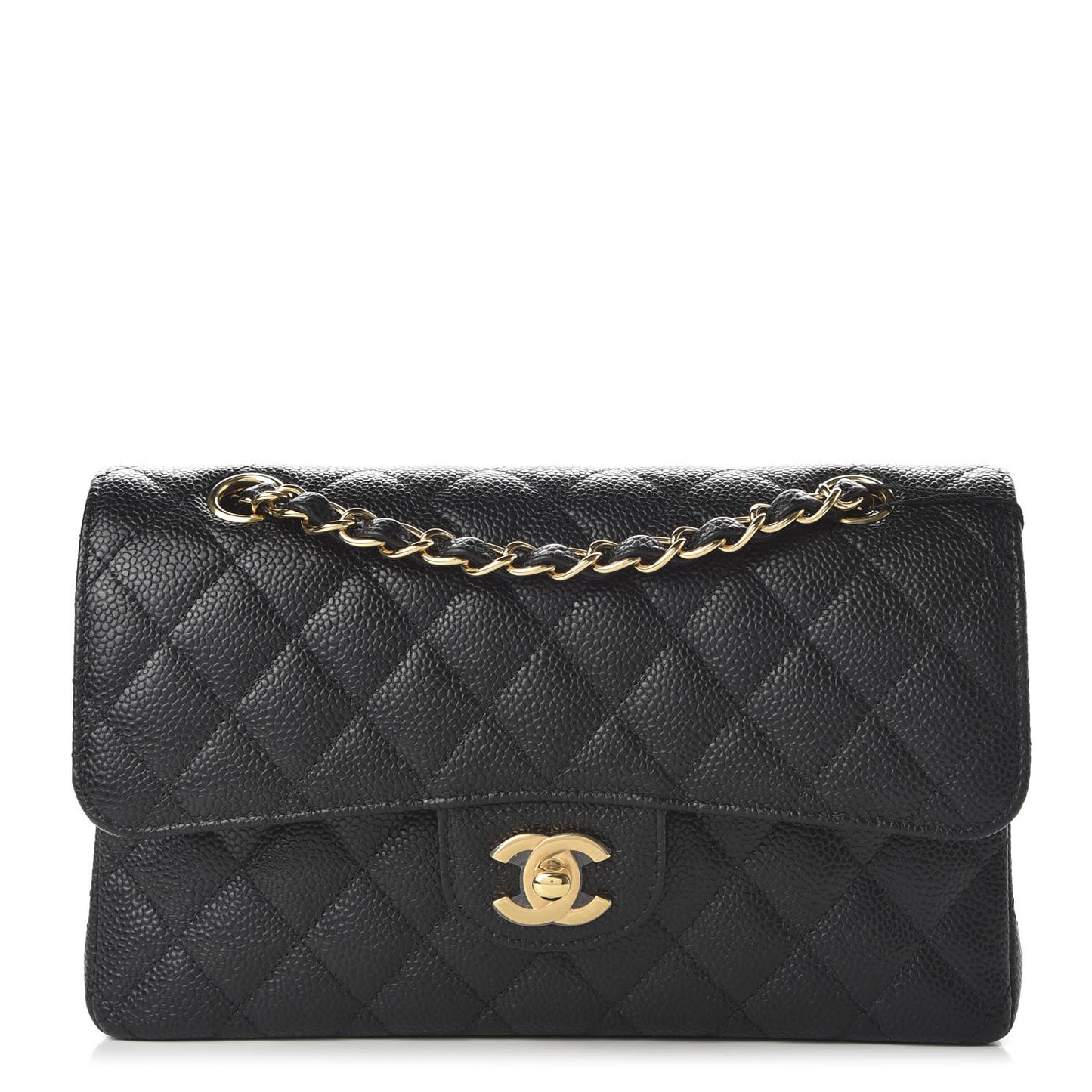 Caviar Quilted Small Double Flap Black
