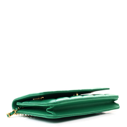 Chanel Lambskin Quilted Wallet On Chain WOC Green 4 of 12