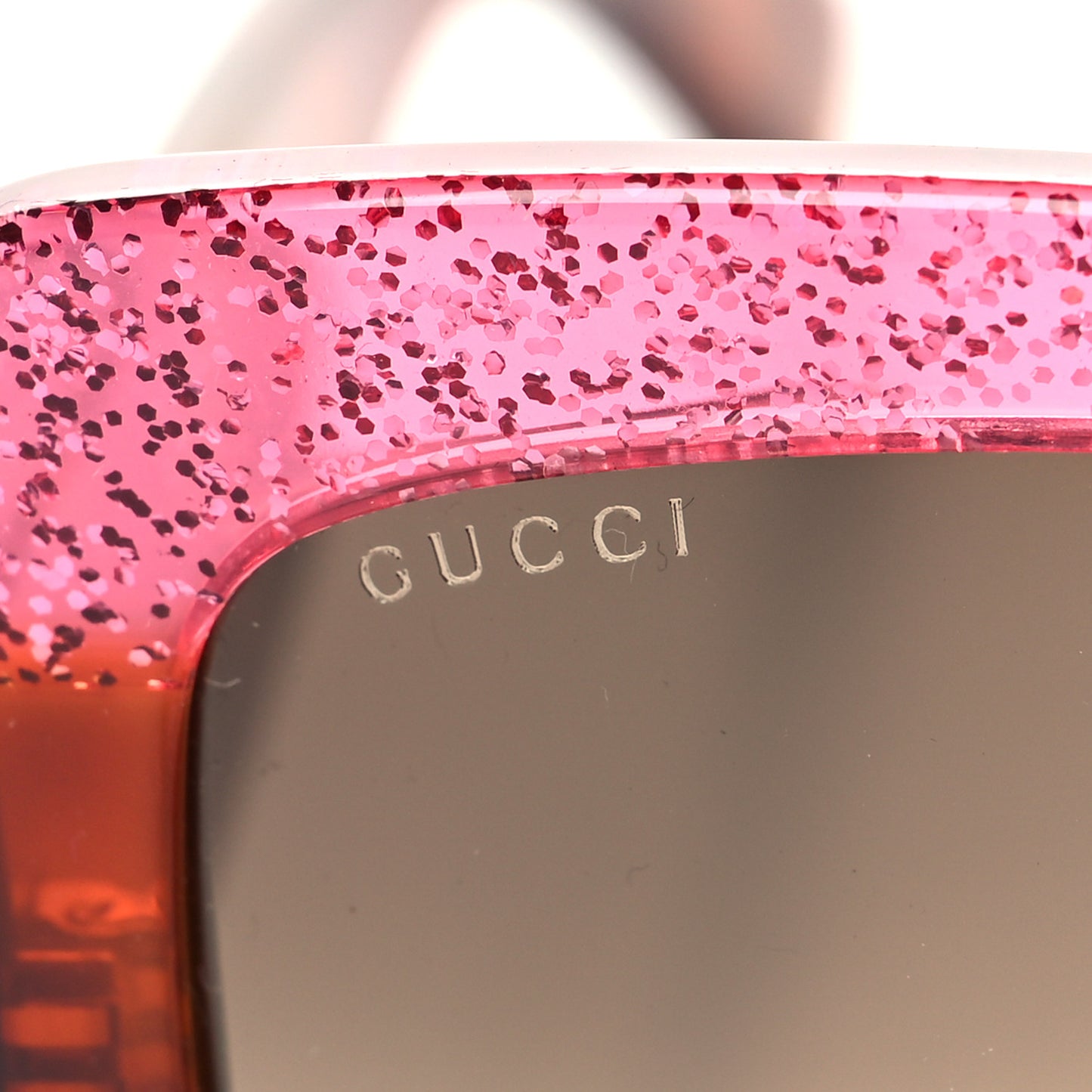 Acetate Square Frame Sunglasses GG0083S Glitter Pink Multi