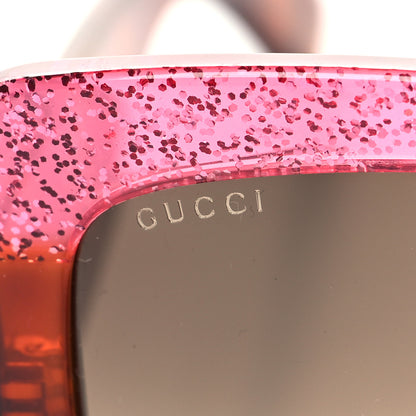 Gucci Acetate Square Frame Sunglasses GG0083S Glitter Pink Multi 7 of 8