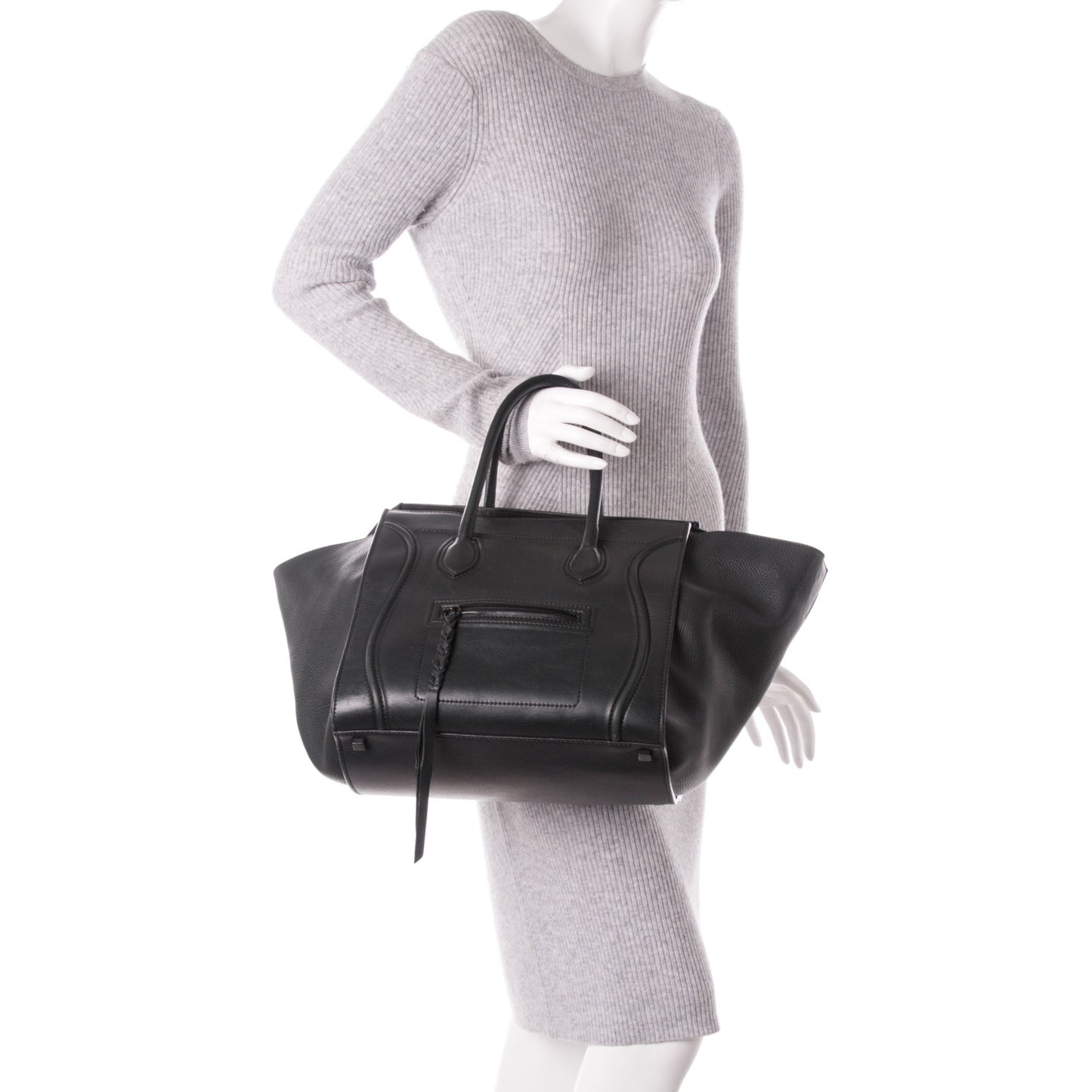 Supple Calfskin Medium Phantom Luggage Black