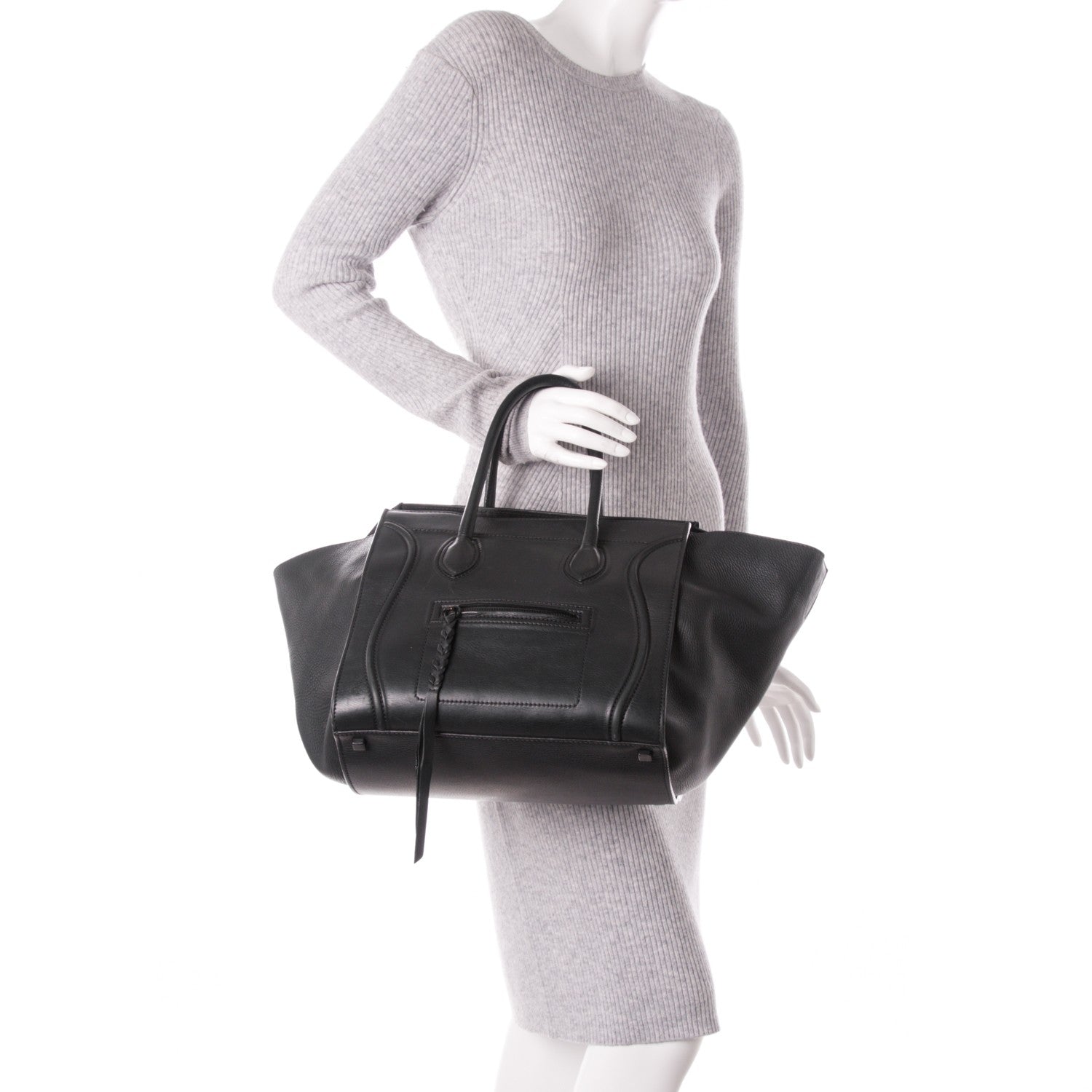 Celine Supple Calfskin Medium Phantom Luggage Black 2 of 10