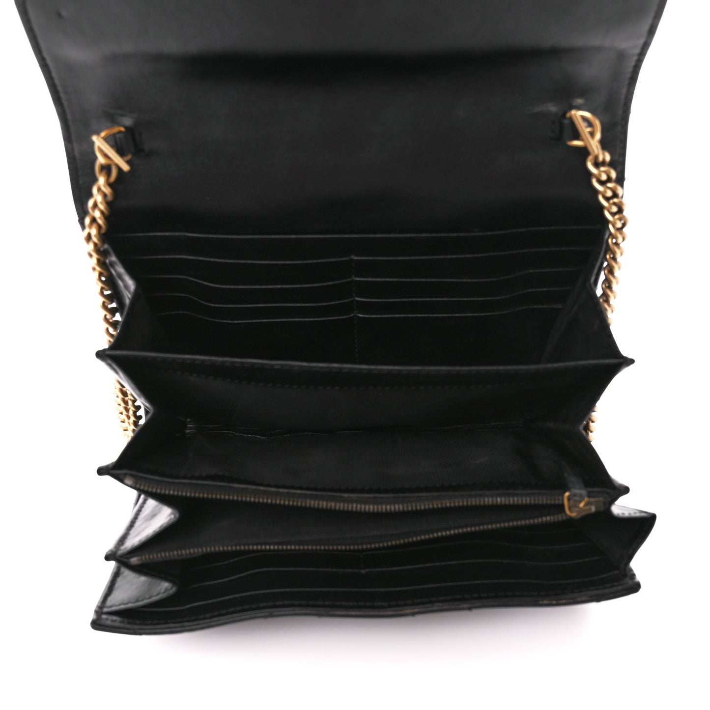 Calfskin Matelasse GG Marmont Chain Wallet Black