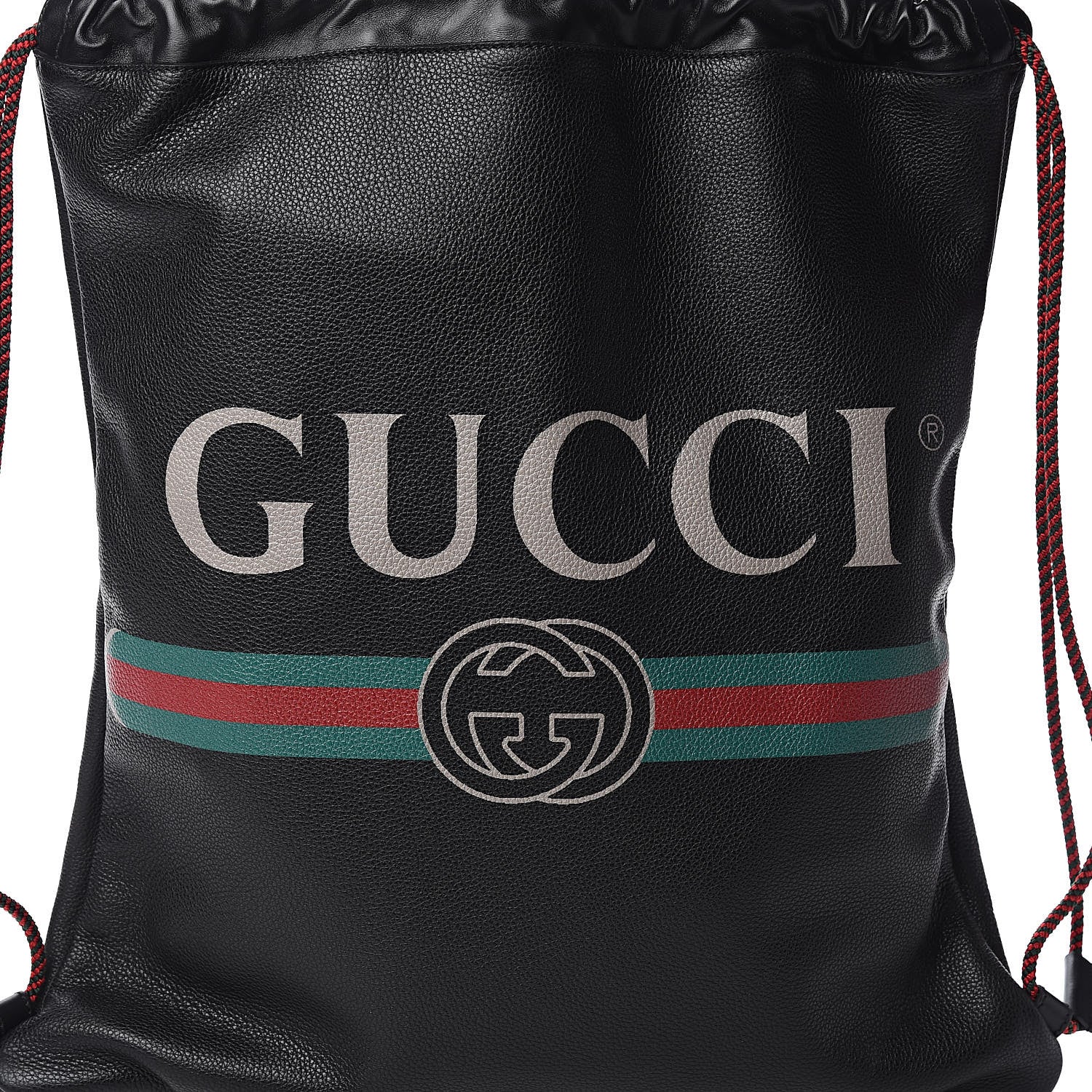 Gucci Calfskin Logo Drawstring Backpack Black 4 of 11