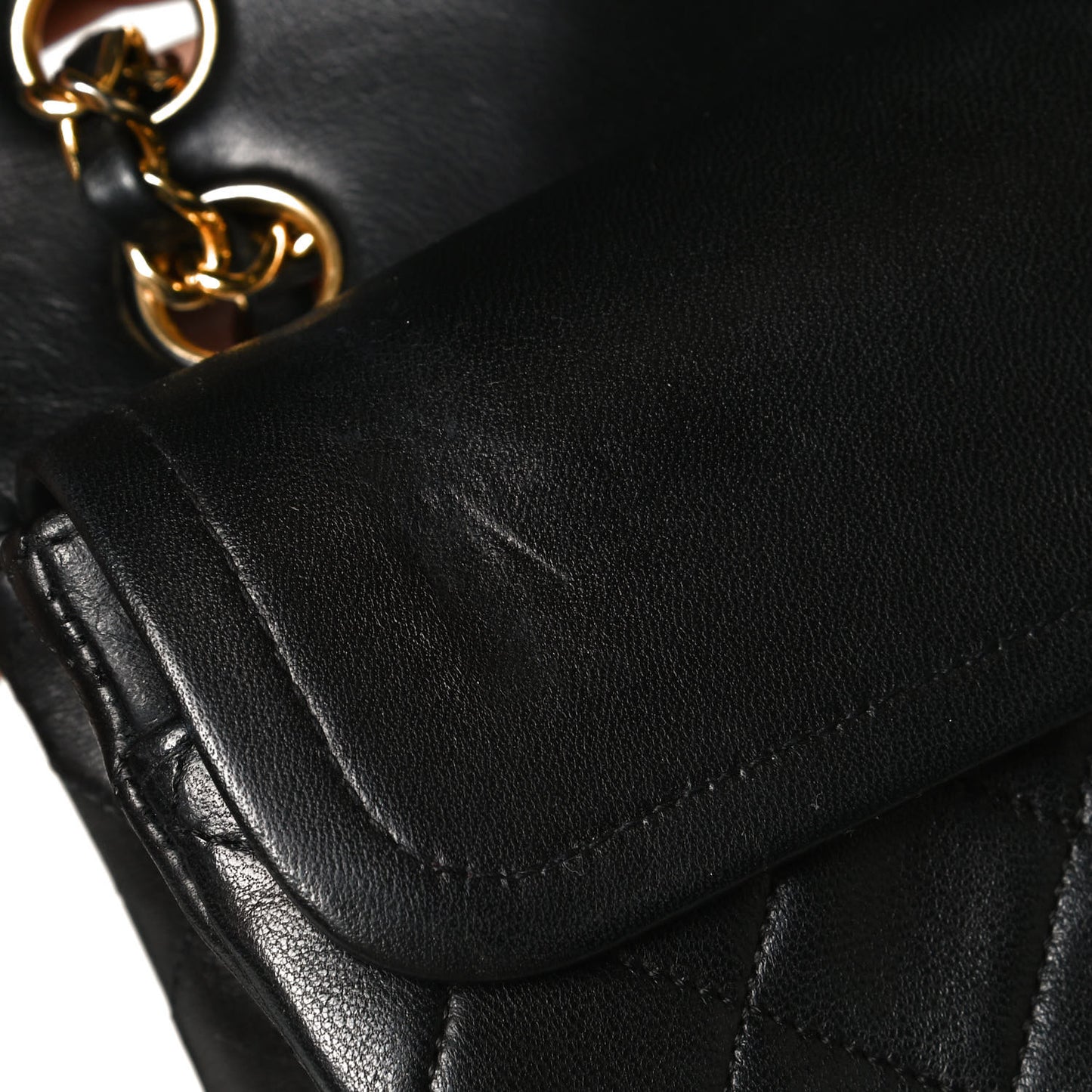 Lambskin Quilted Small Double Flap Black