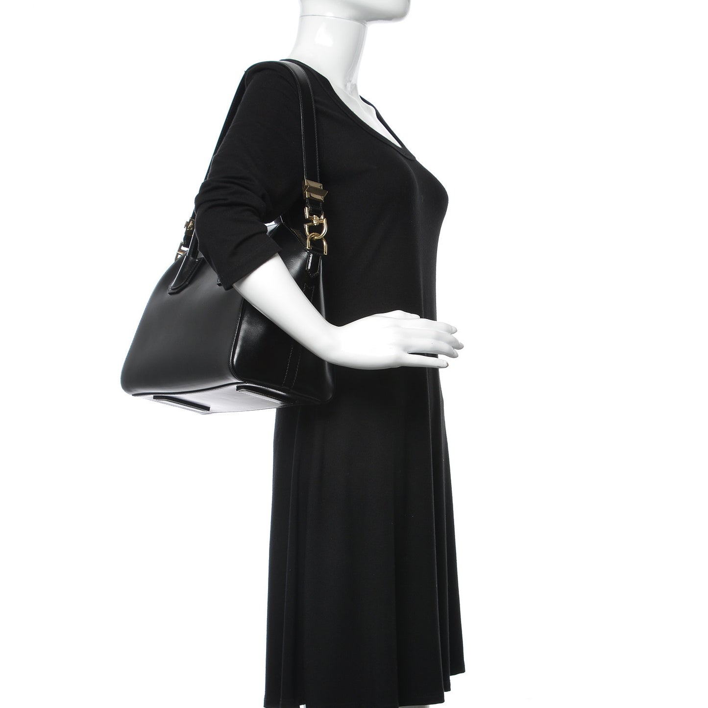Shiny Lord Calfskin Small Antigona Black