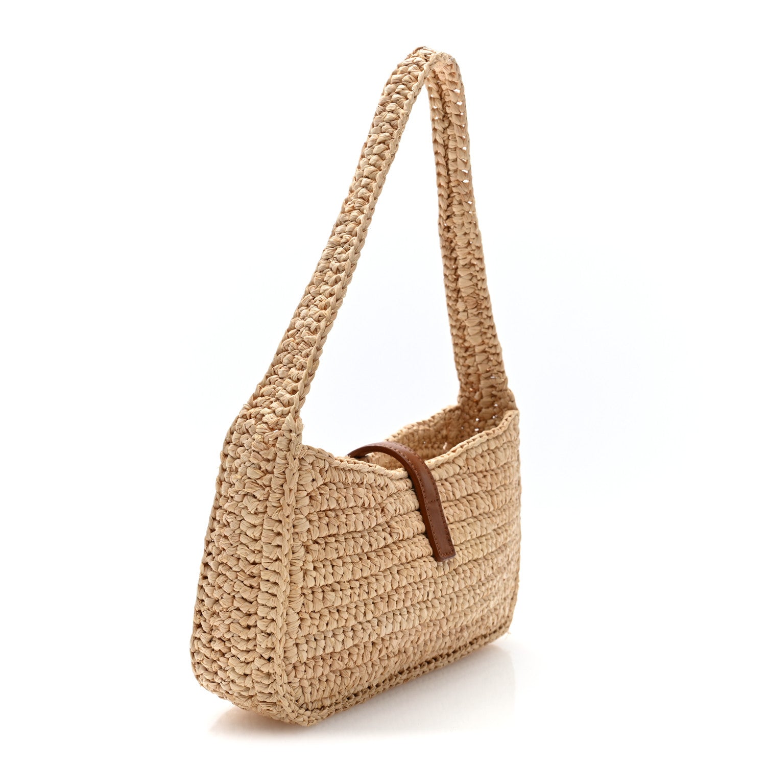 Saint Laurent Raffia Calfskin Le 5 A 7 Mini Hobo   Natural Brick 4 of 10