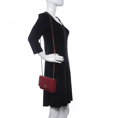 Chanel Lambskin Quilted Trendy CC Wallet On Chain WOC Red 2 of 9