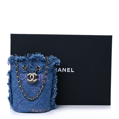 Chanel Denim Quilted Mood Mini Bucket With Chain Blue Multicolor 11 of 11