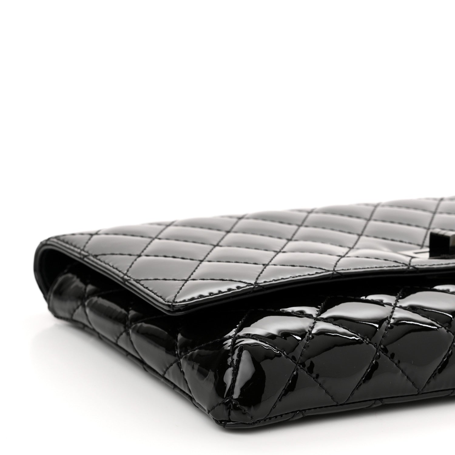 Chanel Patent Calfskin Quilted Reissue 2.55 Clutch So Black 9 of 11
