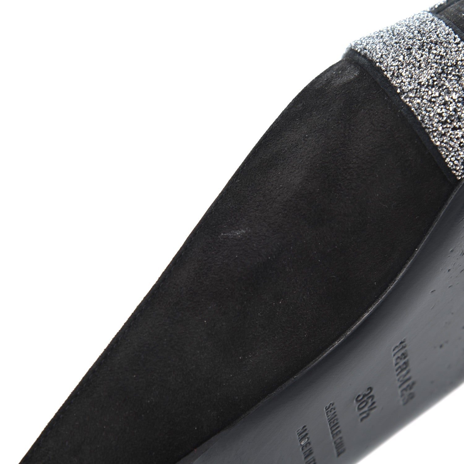 Hermes Suede Goatskin Crystal Roxane Mules 36.5 Gris Argente Black 9 of 15