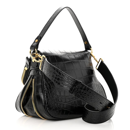 Tom Ford Calfskin Croc-Embossed Medium Jennifer Black 3 of 12