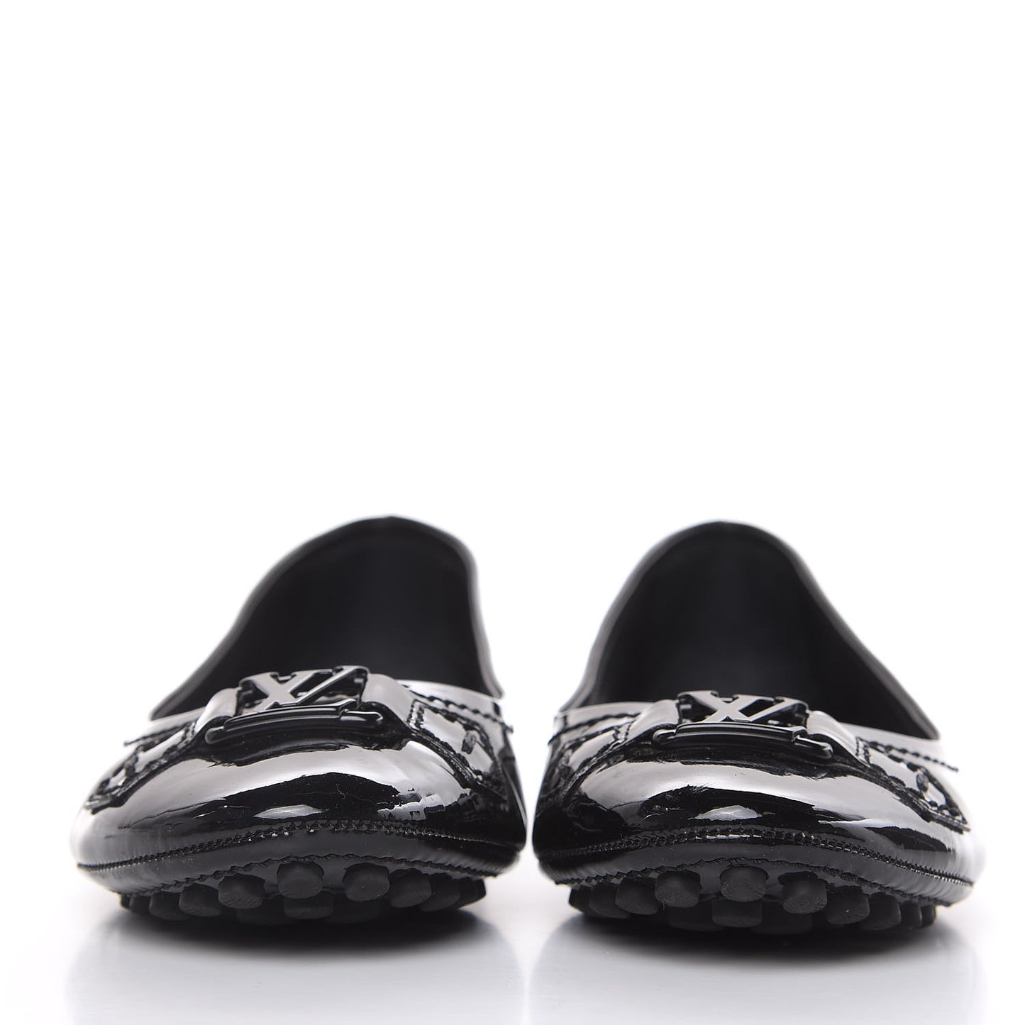 Patent Calfskin Oxford Ballerina Flats 38.5 Black