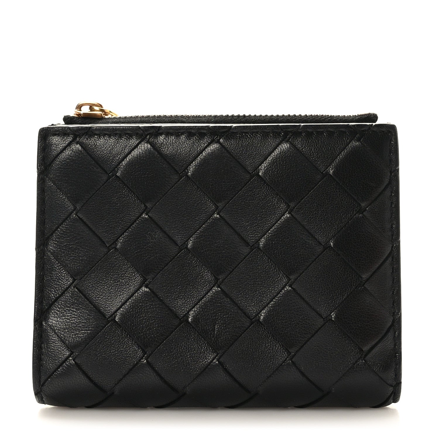 Bottega Veneta Nappa Intrecciato Small Bi-Fold Zip Wallet Black 1 of 8
