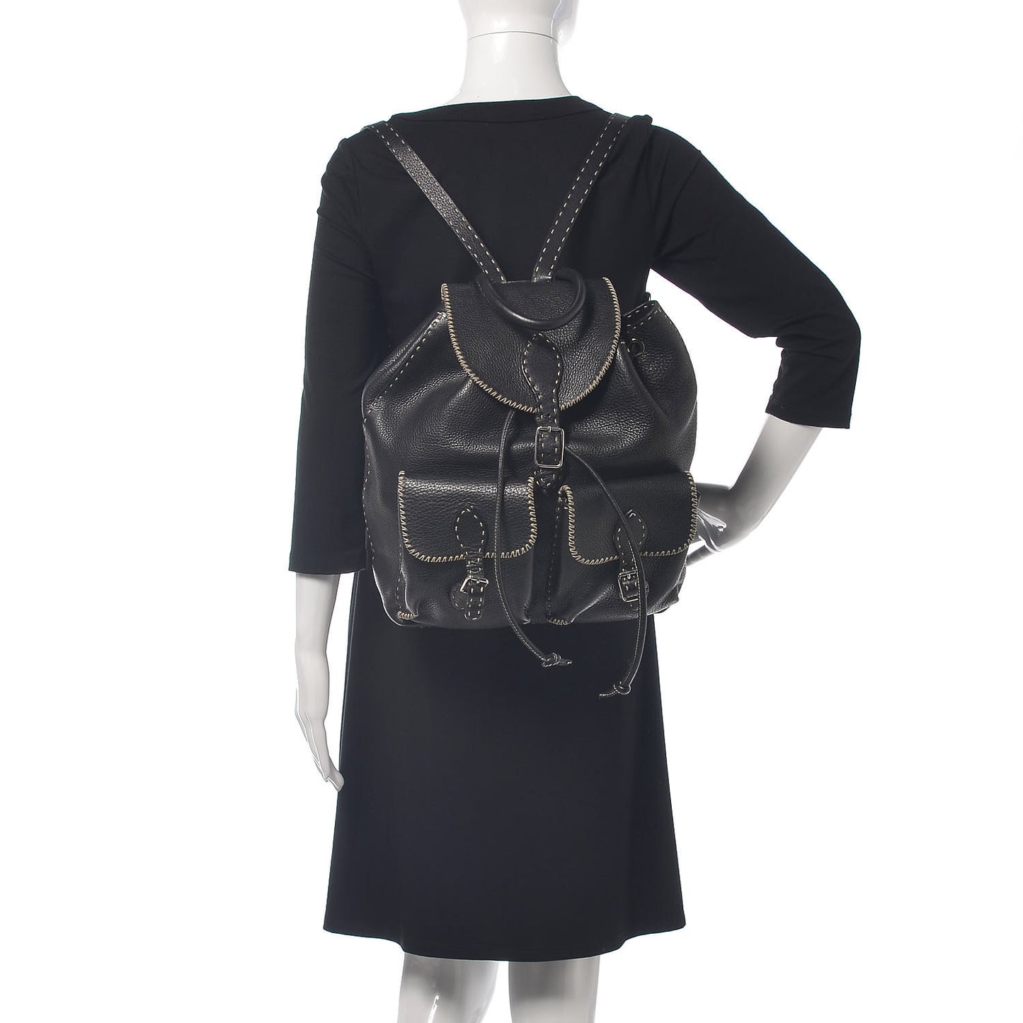 Calfskin Romano Selleria Backpack Black