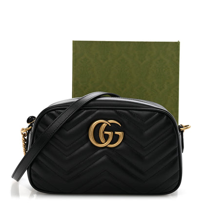 Gucci Calfskin Matelasse Small GG Marmont Chain Shoulder Bag Black 12 of 12