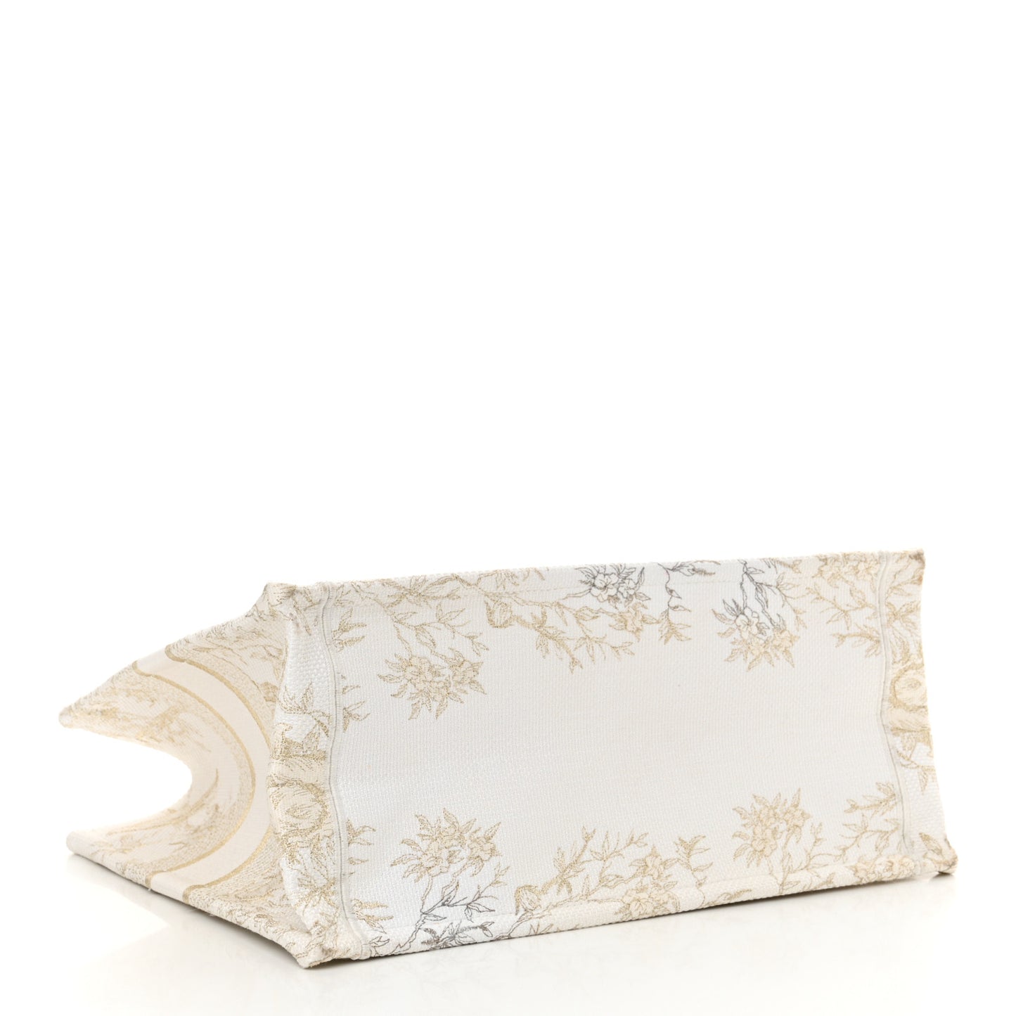 Canvas Embroidered Medium Jardin D'Hiver Book Tote White Gold