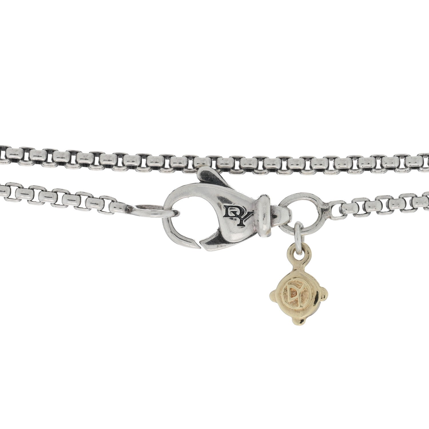 David Yurman Sterling Silver 14K Yellow Gold Diamond 9mm Albion Enhancer Pendant Necklace 4 of 5