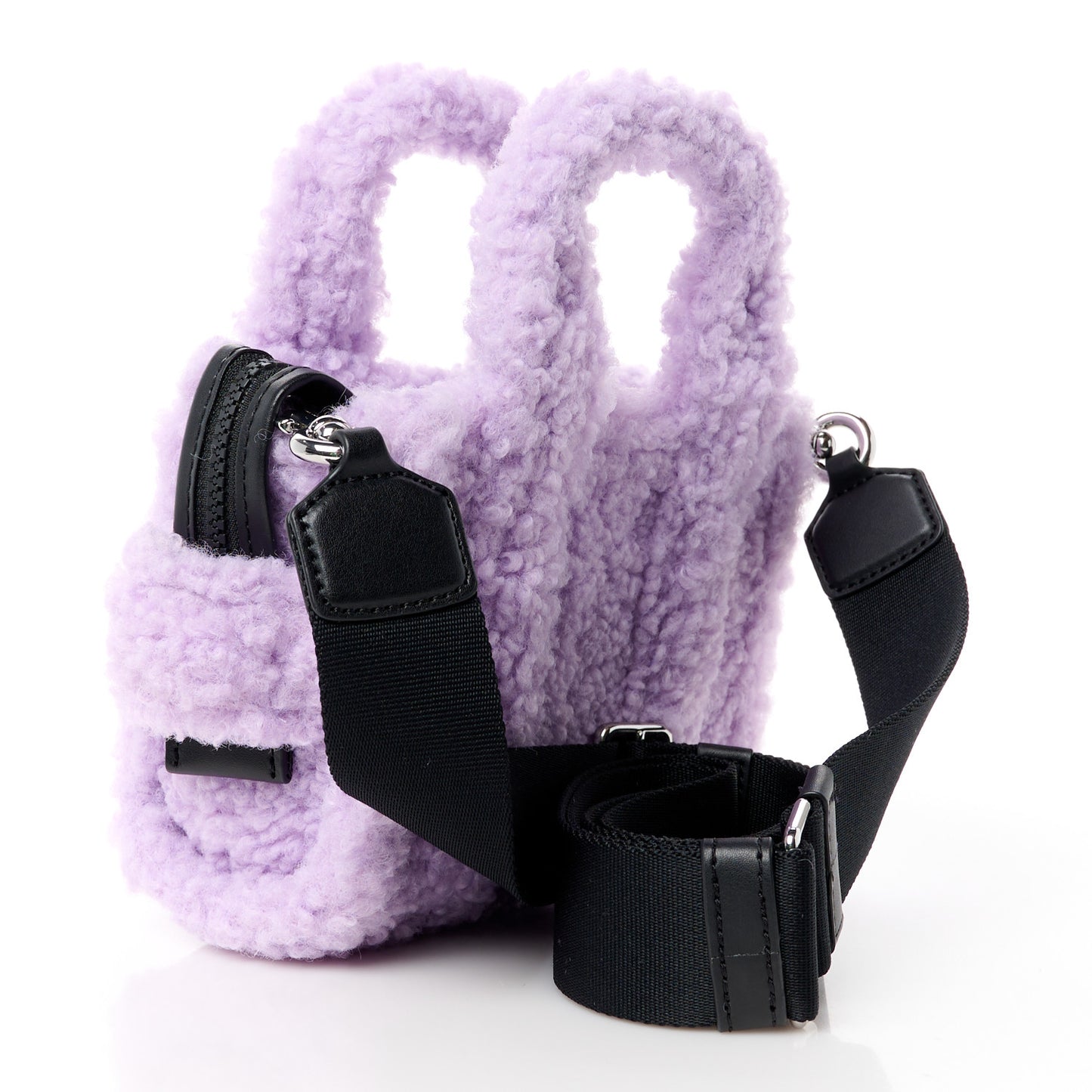 Faux Shearling Mini The Traveler Tote Bag Lilac