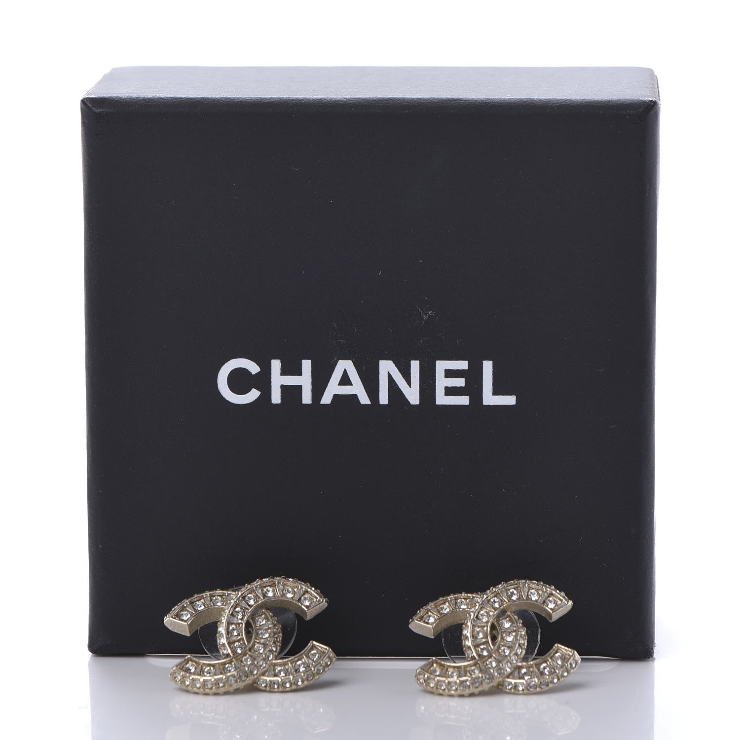 Chanel Crystal Timeless CC Earrings Light Gold 8 of 8