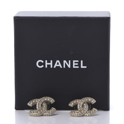 Chanel Crystal Timeless CC Earrings Light Gold 8 of 8