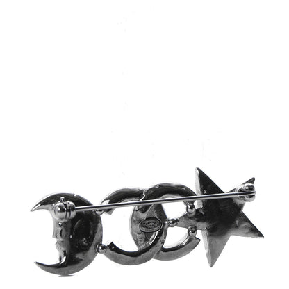 Chanel Crystal Star Moon CC Brooch Silver 3 of 5