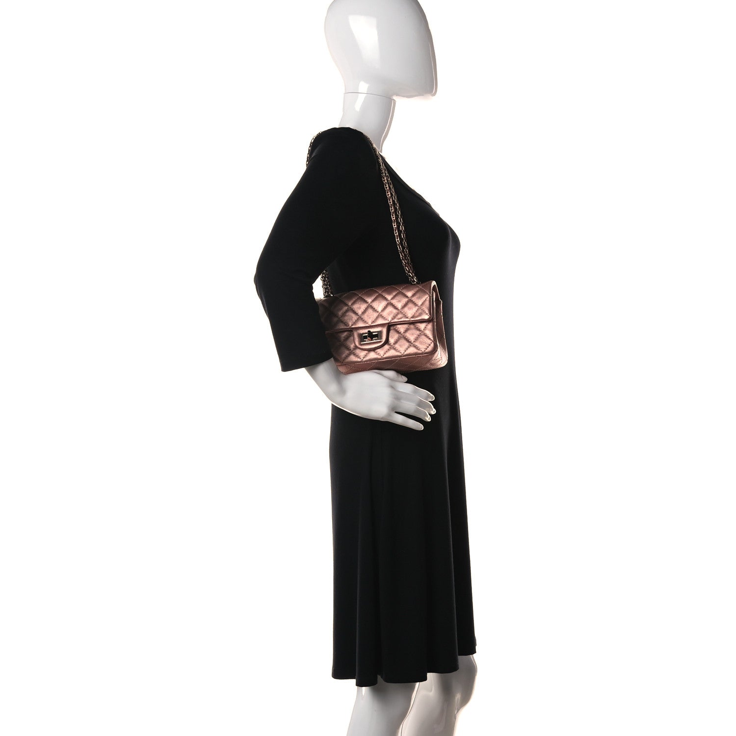 Chanel Metallic Grained Calfskin Quilted 2.55 Reissue Mini Flap Copper Pink 2 of 10