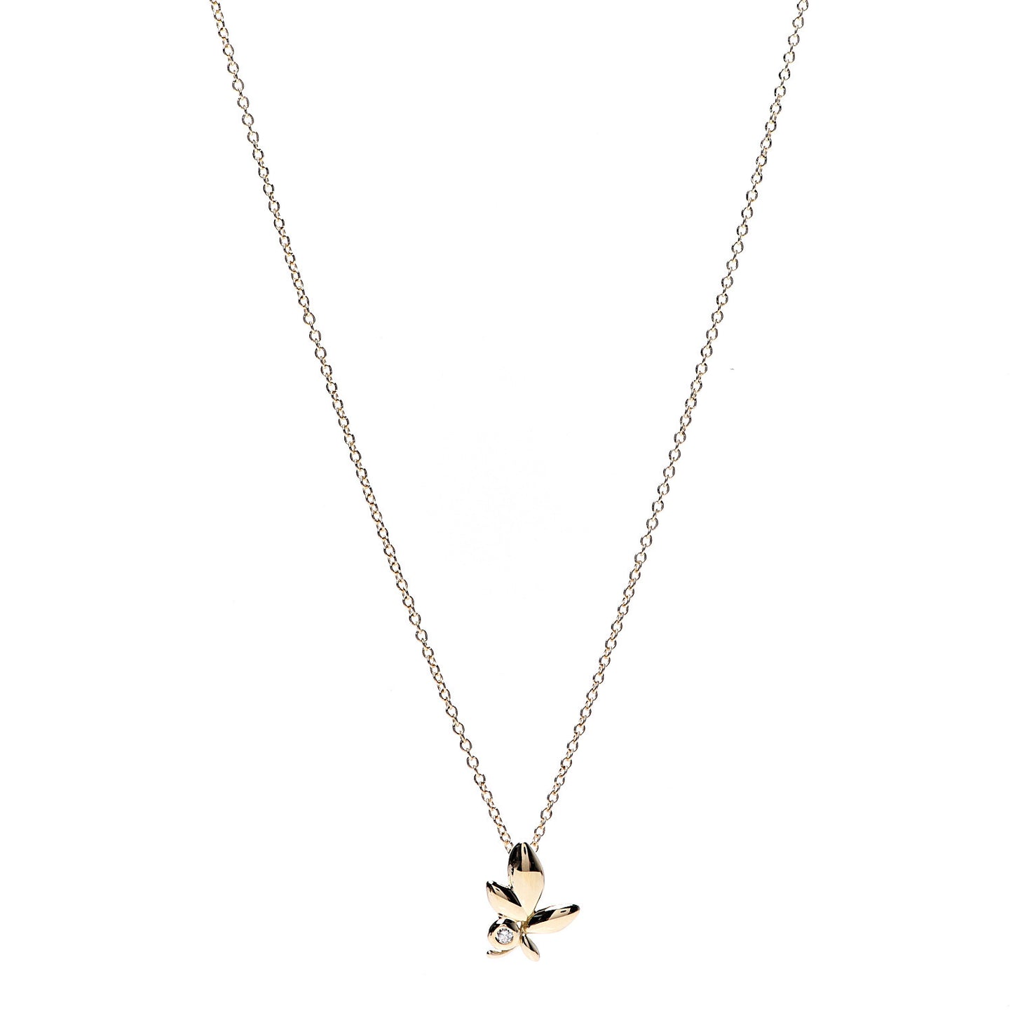 18K Yellow Gold Diamond Paloma Picasso Olive Leaf Pendant Necklace