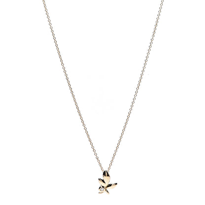 Tiffany 18K Yellow Gold Diamond Paloma Picasso Olive Leaf Pendant Necklace 1 of 5
