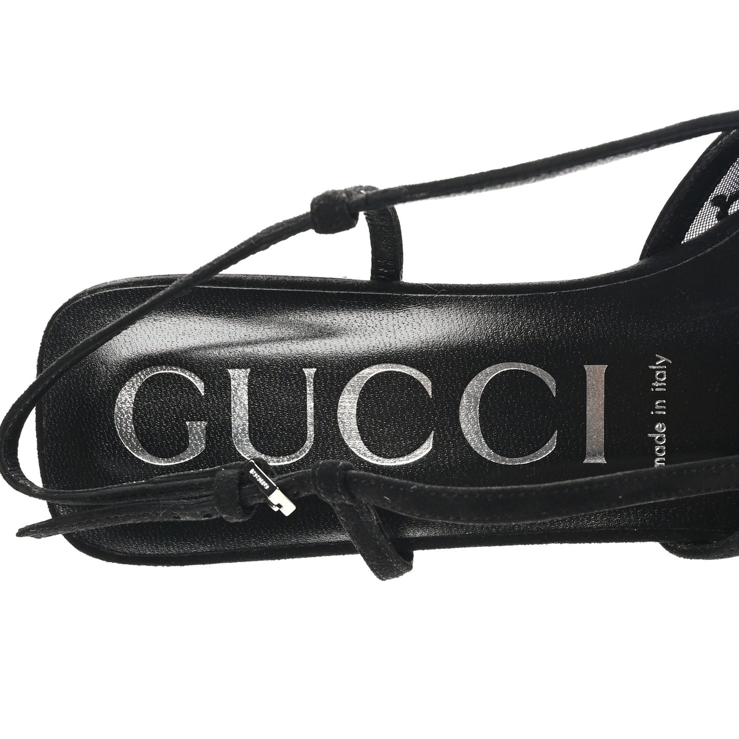 Tela Retino Kid Scamosciato Crystal GG Monogram Square Demi Ballet Flats 40 Black
