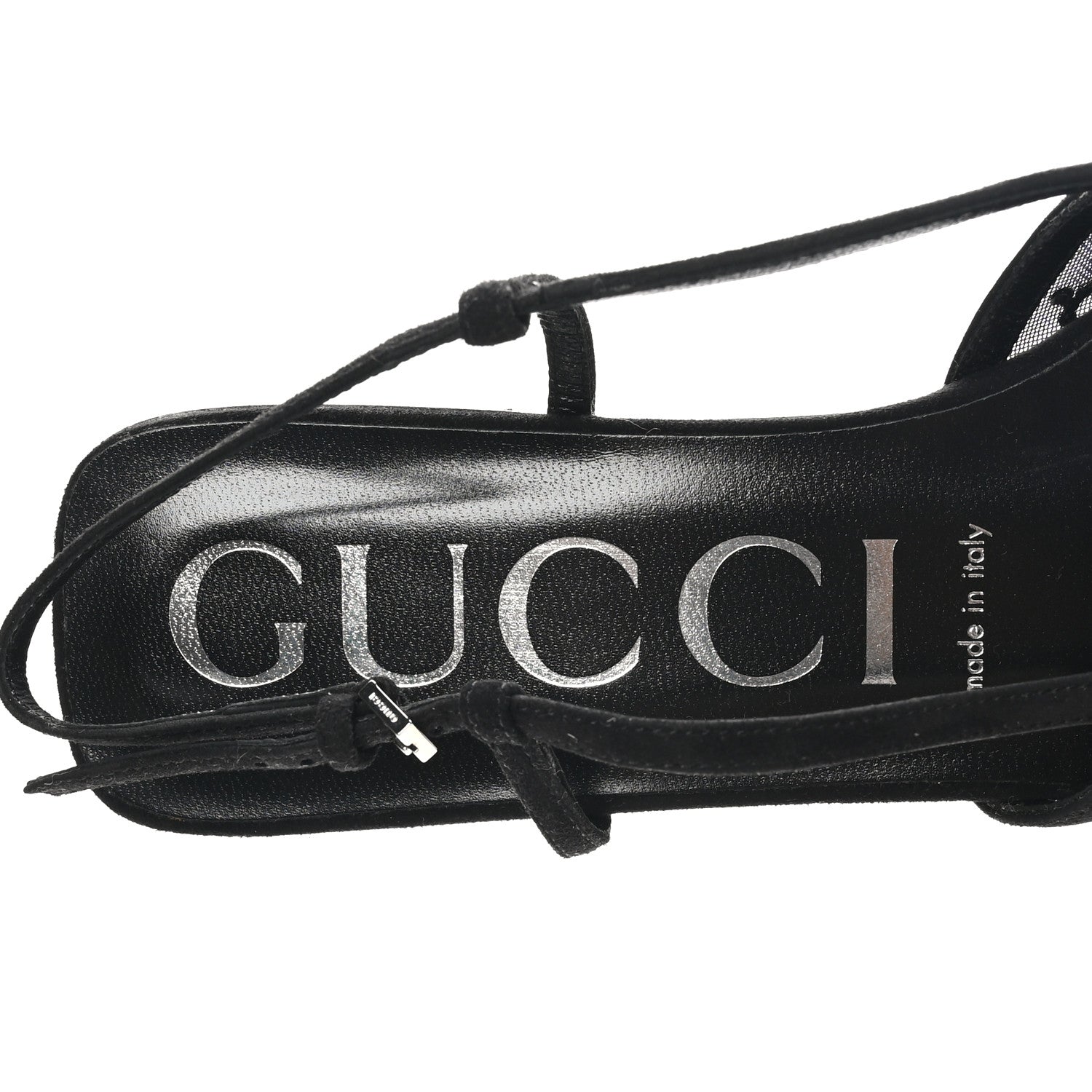 Gucci Tela Retino Kid Scamosciato Crystal GG Monogram Square Demi Ballet Flats 40 Black 8 of 9