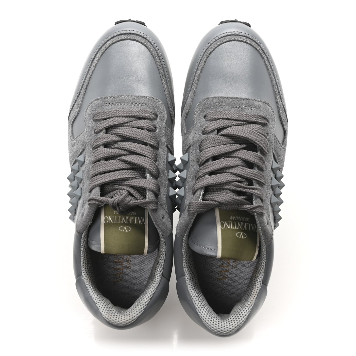 Calfskin Suede Rockstud Sneakers 35.5 Grey