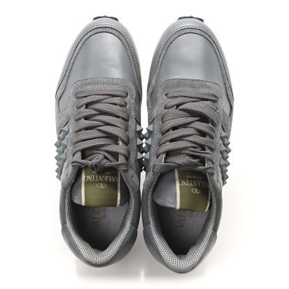 Valentino Garavani Calfskin Suede Rockstud Sneakers 35.5 Grey 3 of 16