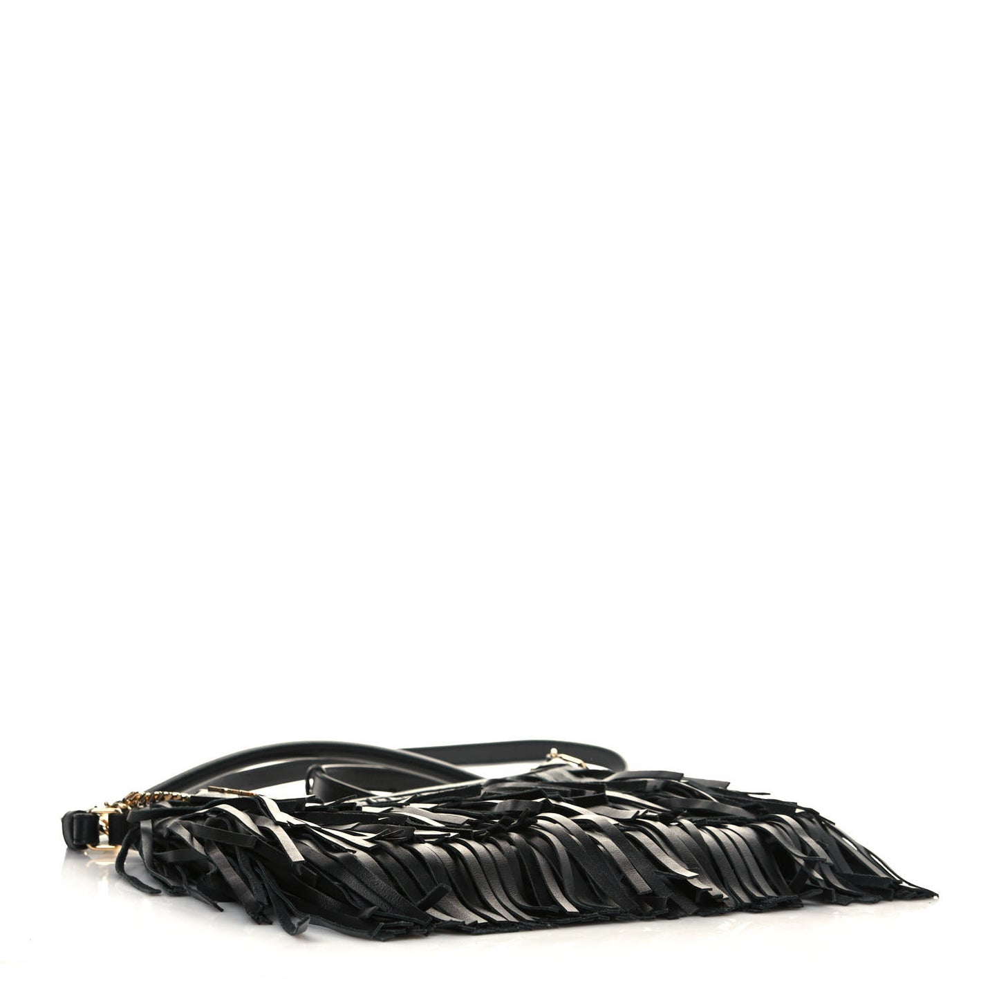 Calfskin Small Emmanuelle Fringe Hobo Bag Black