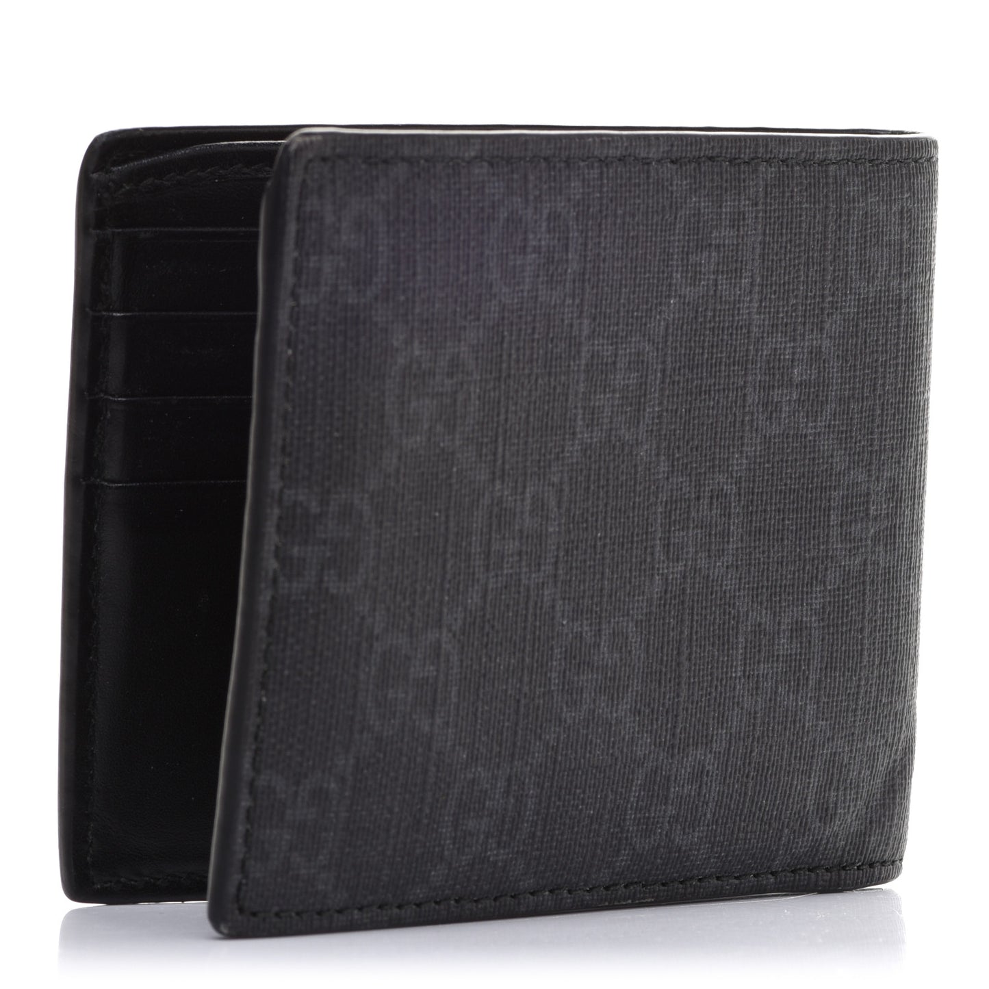 GG Supreme Monogram Fox Nice Bi-Fold Wallet Black Grey